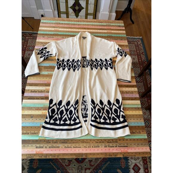 J. Crew S Point Sur Lebowski Longline Open Cardigan Sweater Fair Isle Boho Aztec - Picture 8 of 10